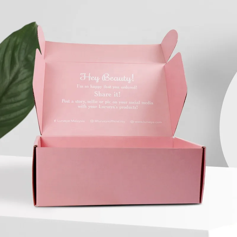 Caja de embalaje corrugado para productos personalizados de fábrica, caja de papel con calidad, Color rosa