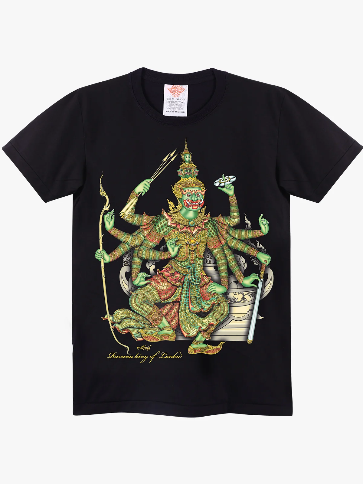 

2025 Summer ROCK Trendy Black Thai Style Ethnic Style Double-sided Printing Men's and Women's Pure Cotton Casual T-shirt Large