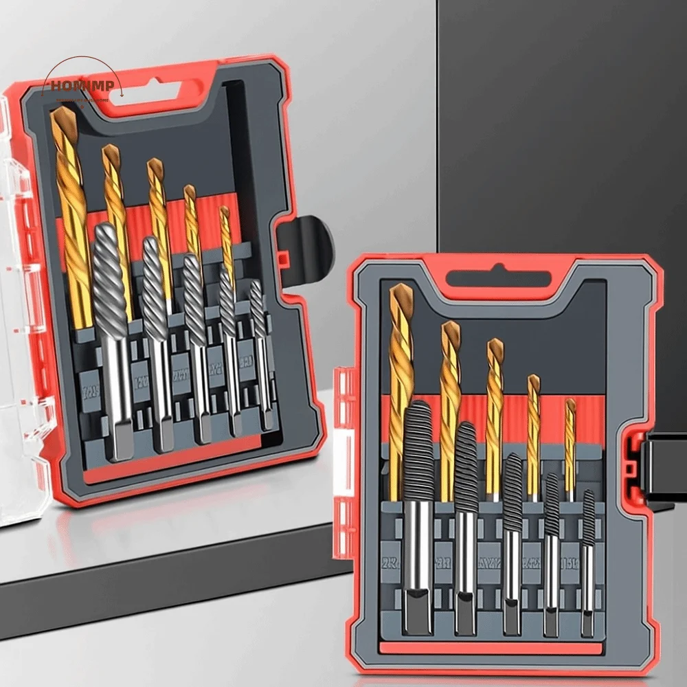 

Left Hand Drill Bit Set Save Time Square Head Broken Screw Extractor Set Strong Bite Force Smooth Chip Removal Tap Removal Tool
