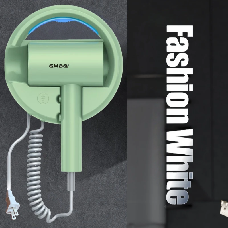 Gmdq Us Standard 110V Wall-Mounted Hair Dryer 1000W Blue Light Constant Temperature Quick-Drying Hot and Cold Air Three-Speed Adjustment Hotel and Home Use Hair Dryer