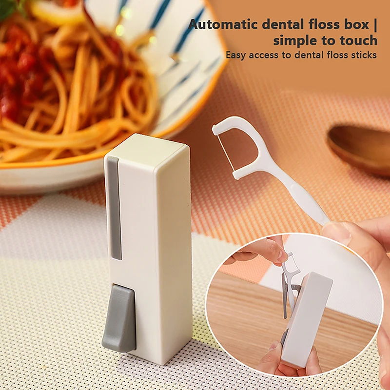 

1PCS Plastic Automatic Portable Teeth Flosser Storage Box Floss Pick Dispenser Convenient Practical Great For Traveling Camping