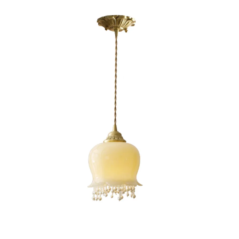 

French American Nordic bedside cream chimes blue chandelier bedside pearl chandelier