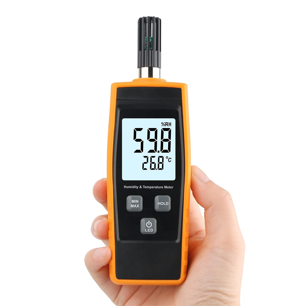 Digital Handheld Electronic Humidity Thermometer Max Min Records Thermo-Hygrometer Data Storage Room Thermometer for Home Office