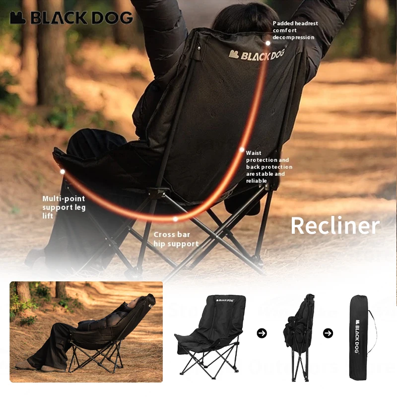 

BLACKDOG FUYUE-UC Outdoor Camping Moon Chair Recliner Portable Thickened Mazar Stool Beach Chair Folding Chair Camping Equipment
