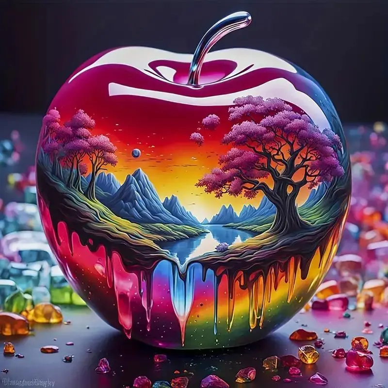 

GATYZTORY Diamond Painting Abstract Apple Landscape Diamond Embroidery Wall Decoration Diamond Mosaic Beaded Gift Home Decoratio