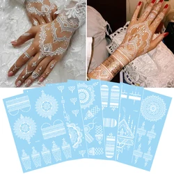 White Lace Jewelry Temporary Tattoo Sticker Waterproof Indian Henna Tattoo Body Art  Tattoo Sticker Bride Wedding Lace Flower