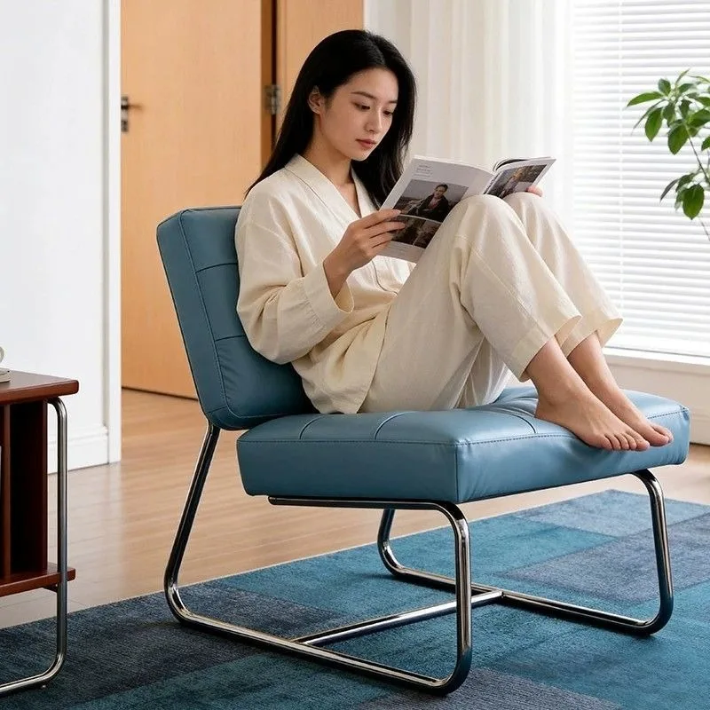 Italian minimalist designer single leisure chair, Bauhaus modern living room, bed and breakfast, cafe, leather sofa chair