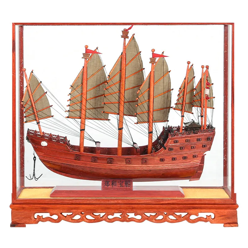 Daming Zhenghe treasure boat sailing model craft ornament simulation smooth sailing