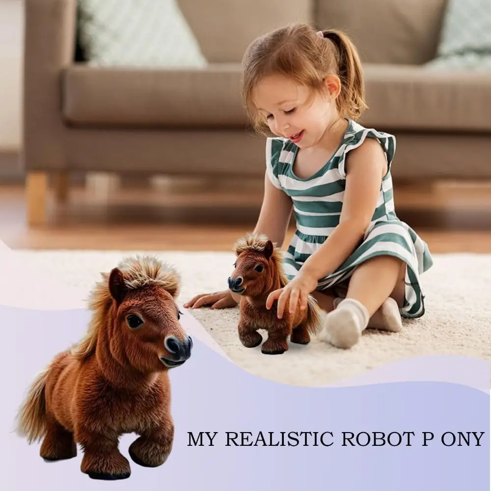 Fashion Plush Robot Horse Toy Walking Interactive Electronic Moving Doll Tail Wagging Smart Horse Presents For Birthdays