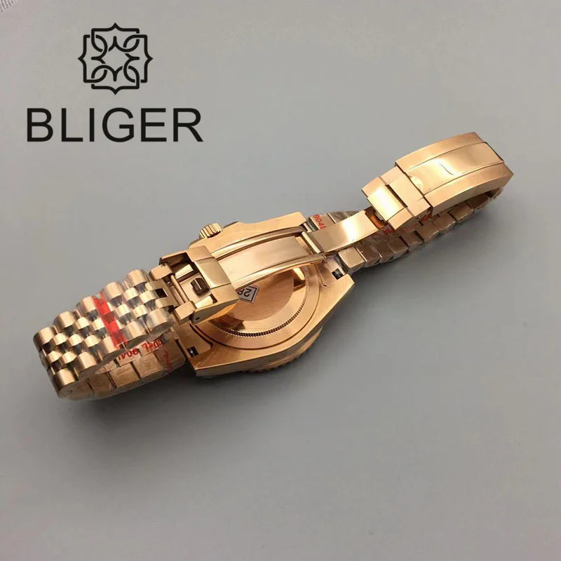 BLIGER 40mm Luxury Men\'s Watch Full Rose Gold NH35 PT5000 MIYOTA Mingzhu Automatic Watch Stainless Steel Waterproof SaphireGlass