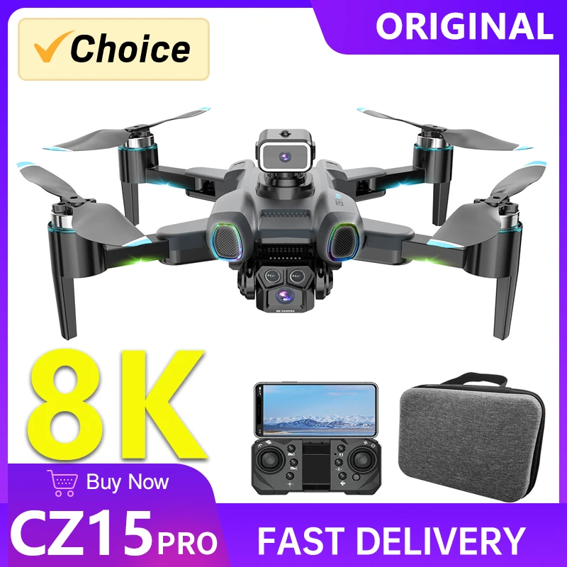 

LED Drone 4K Professional CZ15 8K Quadcopter Mini Drone Camera FPV RC Helicopter Aerial UAV Obstacle Aircraft for kid and Adults