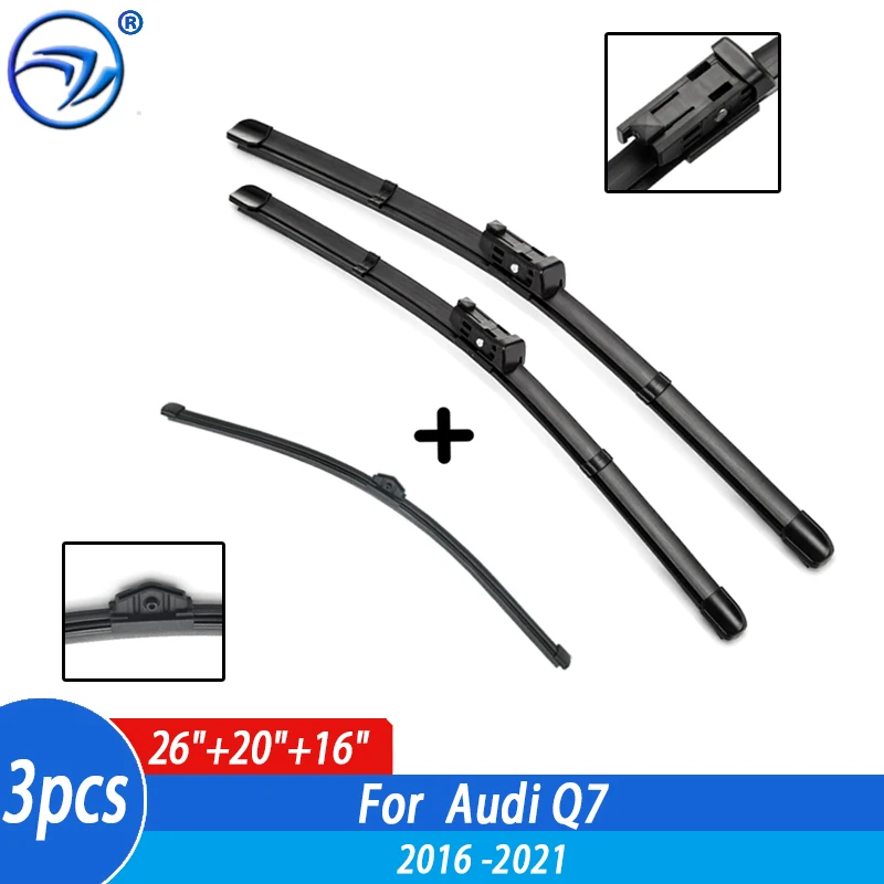 Wiper Front & Rear Wiper Blades Set For Audi Q7 4M 2016 2017 2018 2019 2020 2021 Windshield Windscreen Window 26