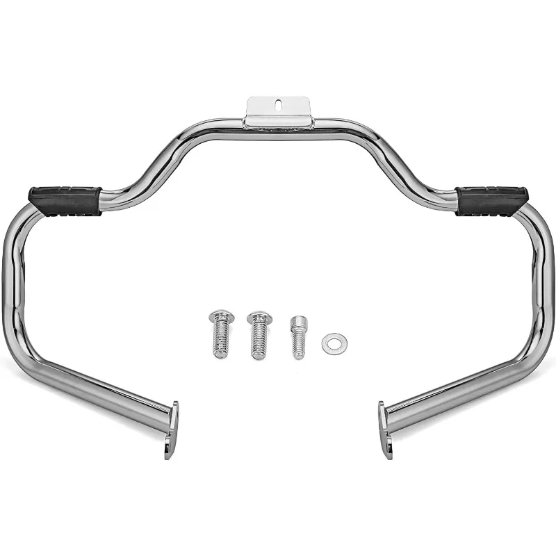 

Dasen Mustache Engine Guard, Highway Crash Bar Protector 1.25" Fat Triple Plating Compatible with Softail FL Models Delux