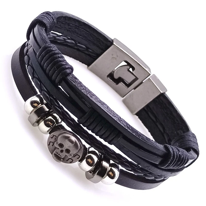 Hot Selling Styles 2024 Vintage Woven Leather Rope Wrap Bracelets For Men Classic Bracelets Punk Wristband Jewelry Male Gifts