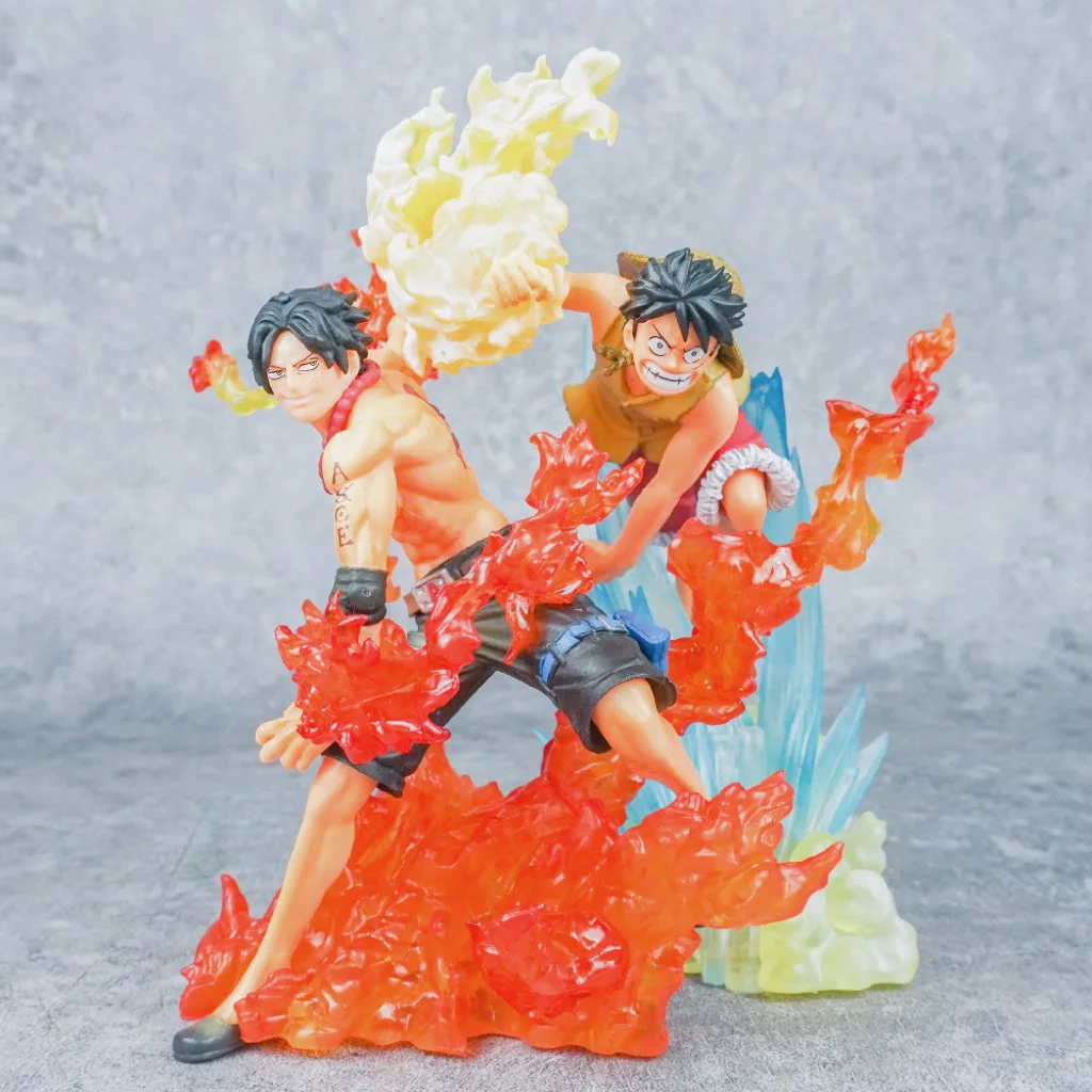 New Hot Anime One Piece Fraternal Bond Luffy Ace Cartoon Figures Toys for Kids Gift Collectible Model Ornaments