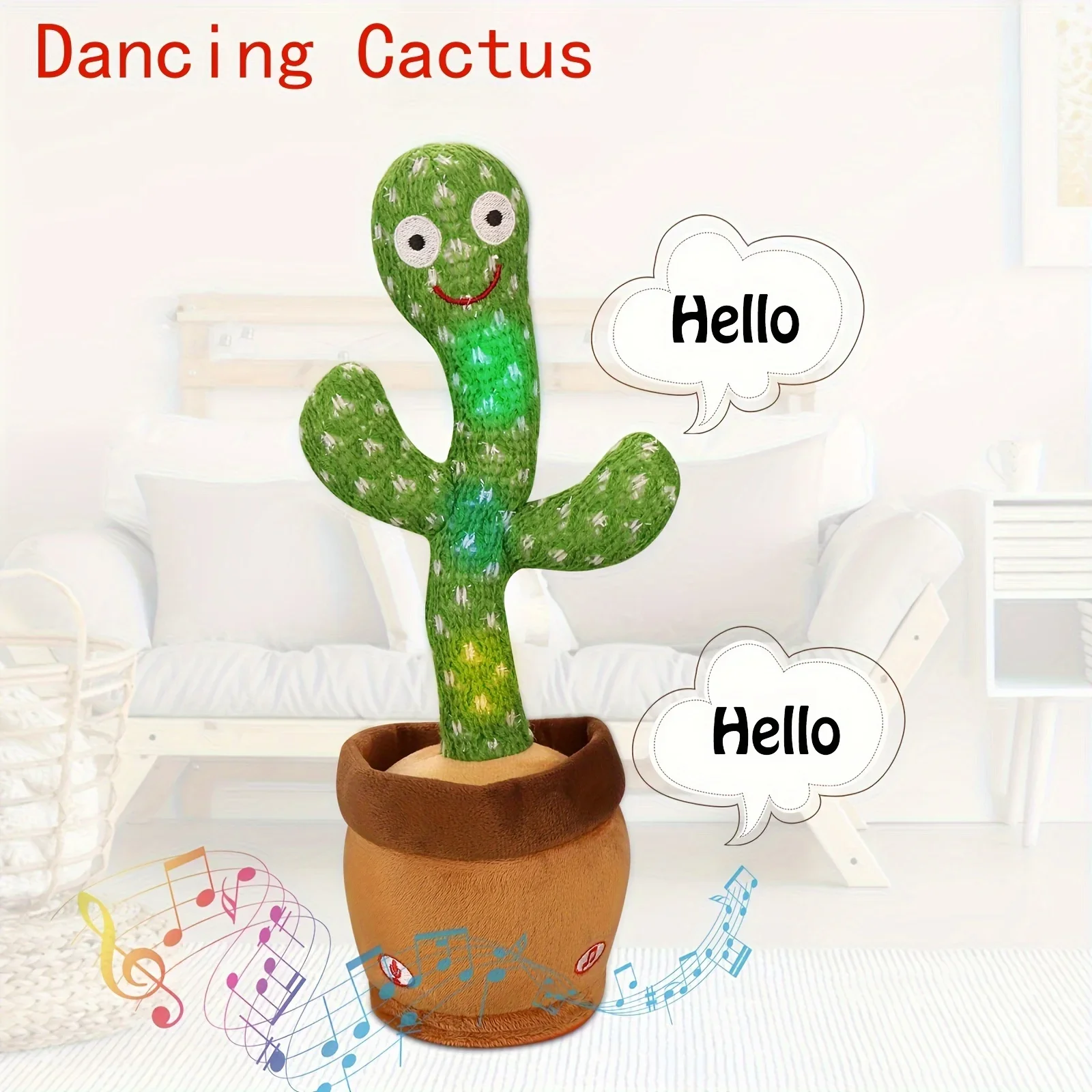 1pc Radiant Glowing Cactus Toy - Interactive Talking and Singing, Twistable Sand Sculpture Design - Perfect for Dogs and Cats