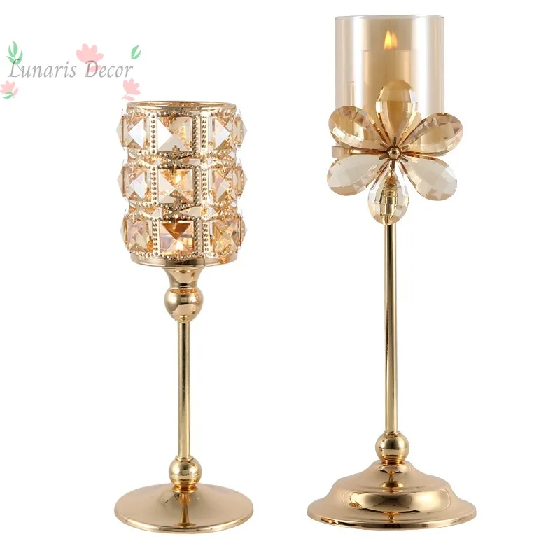 2pcsRomantic feather candlestick ornament candlelight dinner French decoration crystal candlestick
