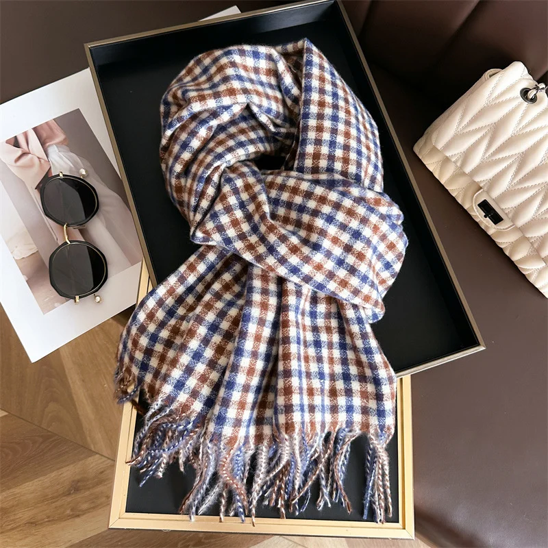 2024 Fashion New Classic Cashmere Plaid Warm Shawl Winter Versatile Tassel Women Scarf Pashmina Wrap Neckerchief