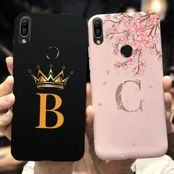 화웨이 Y6 프라임 2019 케이스 Y6S Y6 2019 화웨이 Y6 프로 2019 MRD-LX2 Y 6s JAT-L41 JAT-L29 Coque 용 귀여운 ABC 문자 전화 커버