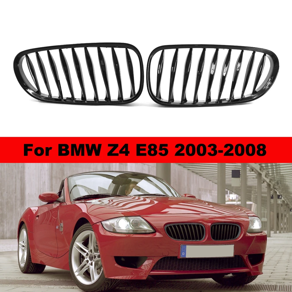 1 paio di griglie per rene con griglia anteriore nera lucida per auto per BMW Z4 E85 E86 coupe 2003-2008 accessori per griglia da corsa a doghe singole