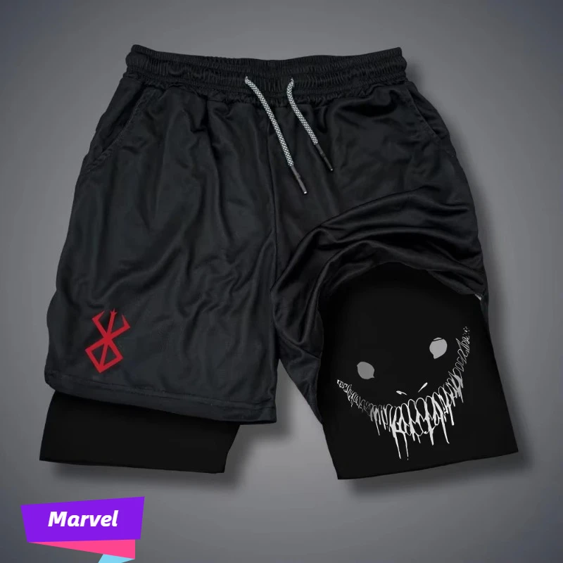 

Marvel Venom Personalized Autumn Men's Running Shorts Fitness Training 2-in-1 Sports Double Layer Shorts