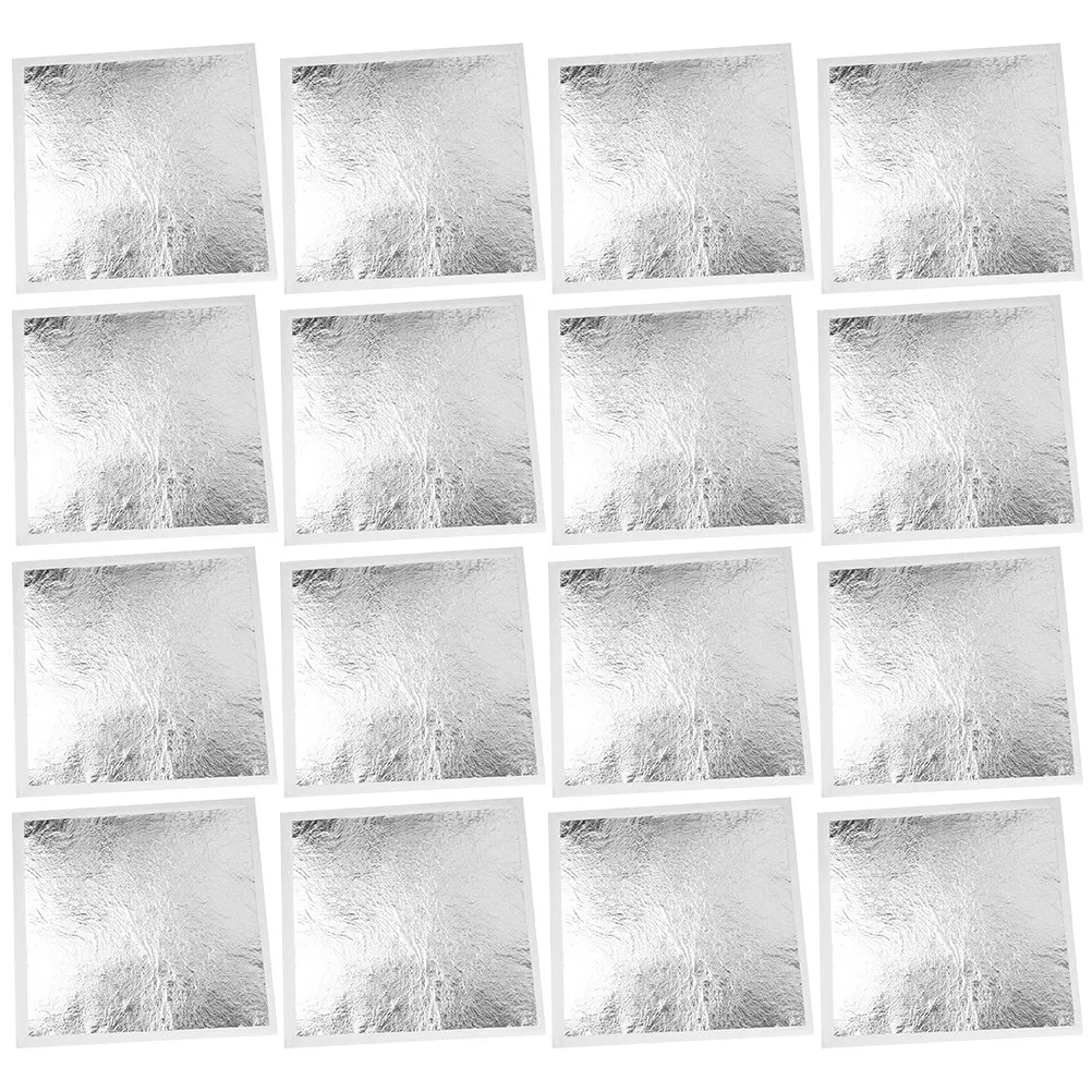 200 Pieces Silver Leaf Foil Sheets Non Edible Gilding Paper for Art Crafts DIY Furniture Nail Decoration