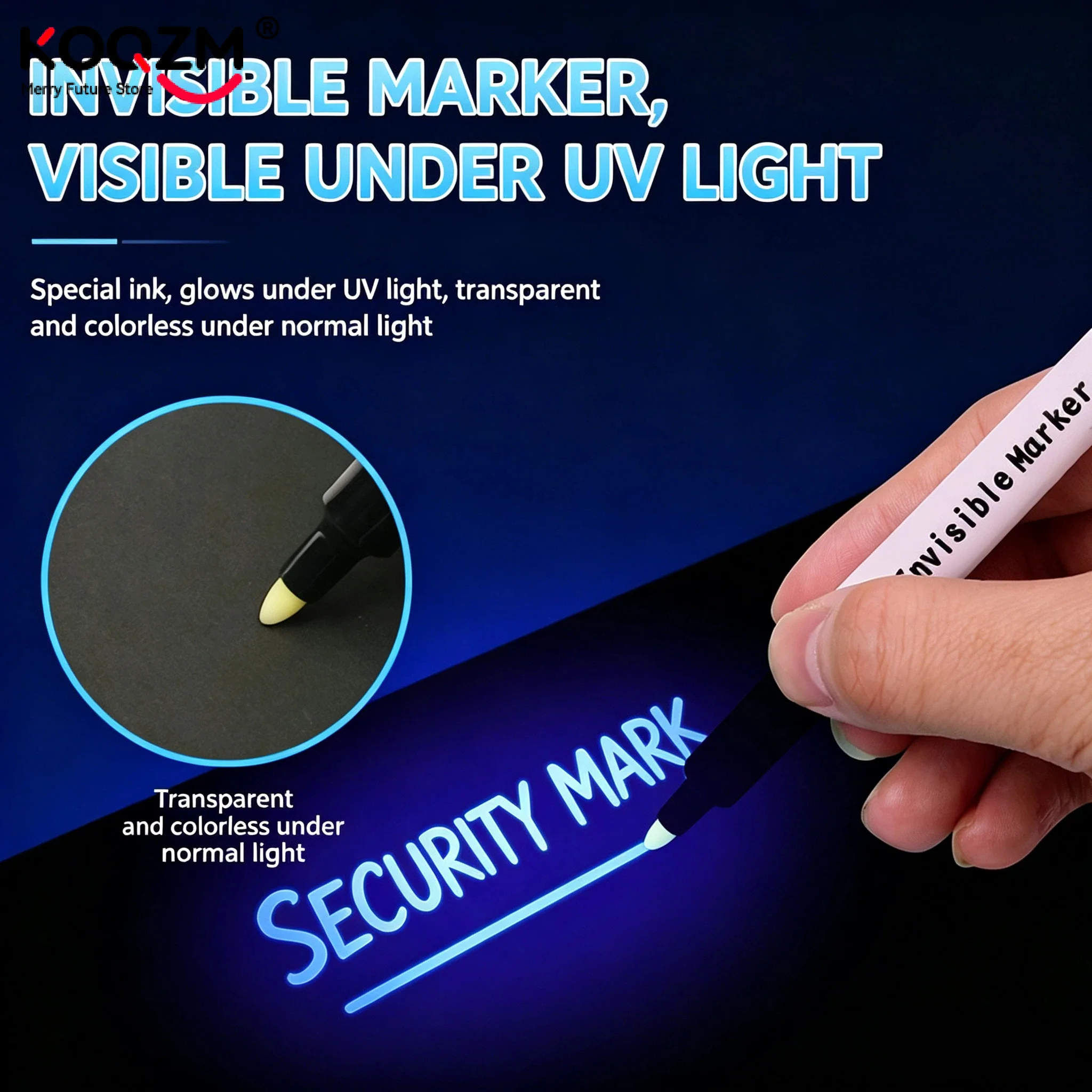 1pc UV Invisible Ink Marker Pen Waterproof Permanent Anti-tamper Security Marker Secret Code Pen Ultraviolet Fluorescent Pen
