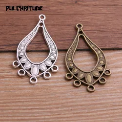 PULCHRITUDE 8pcs 25*46mm Two Color Zinc Alloy Hollow Water droplets Connectors Pendants Jewelry Making DIY Handmade Craft