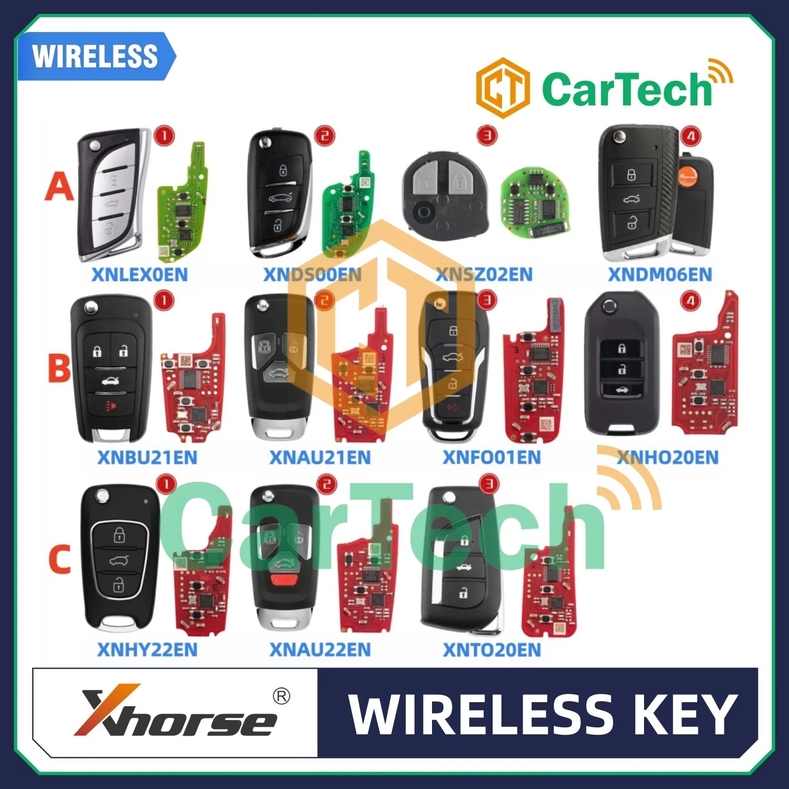 Беспроводной дистанционный ключ Cartech Xhorse XN XNSZ01EN XNAU21EN XNAU22EN XNBU21EN XNDS00EN XNFO01EN XNHO20EN XNHY22EN XNLEX0EN XNTO20EN