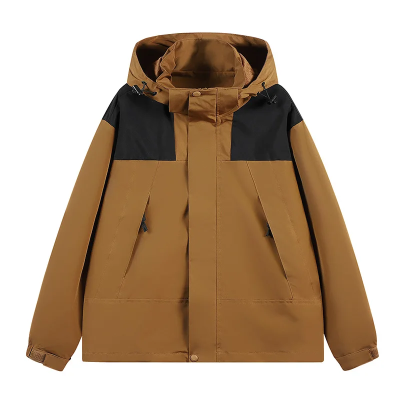 

Man Trench Coat Coat Waterproof Outdoor Sport Hooded Couple modelColor Block Windbreaker Spring Autumn Fashion Casual
