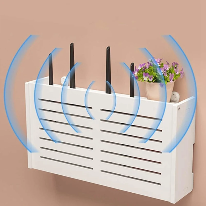 Wall-Mounted Wifi Router Storage Box - Elegant Cable Organizer For Home Decor