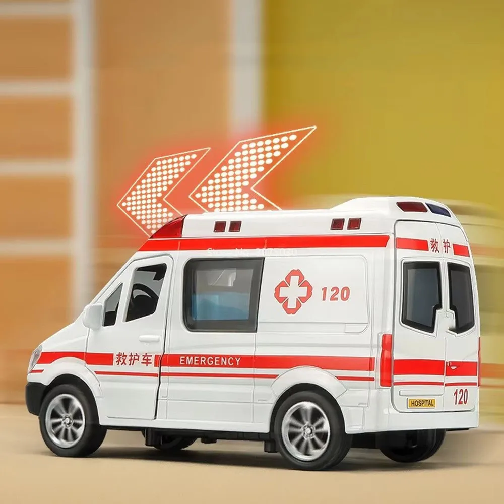 نماذج إسعاف بنز بمقياس 1:32 ألعاب سيارات مصنوعة من خليط معدني مع موسيقى خفيفة قابلة للسحب مركبات مصغرة للأطفال أفضل الهدايا