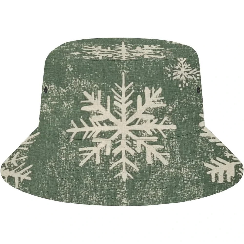 خمر صياد قبعة الأخضر/الأبيض ندفة الثلج الصيف دلو القبعات لطيف دلو القبعات في الهواء الطلق الصيف السفر المشي لمسافات طويلة الشتاء ندفة الثلج