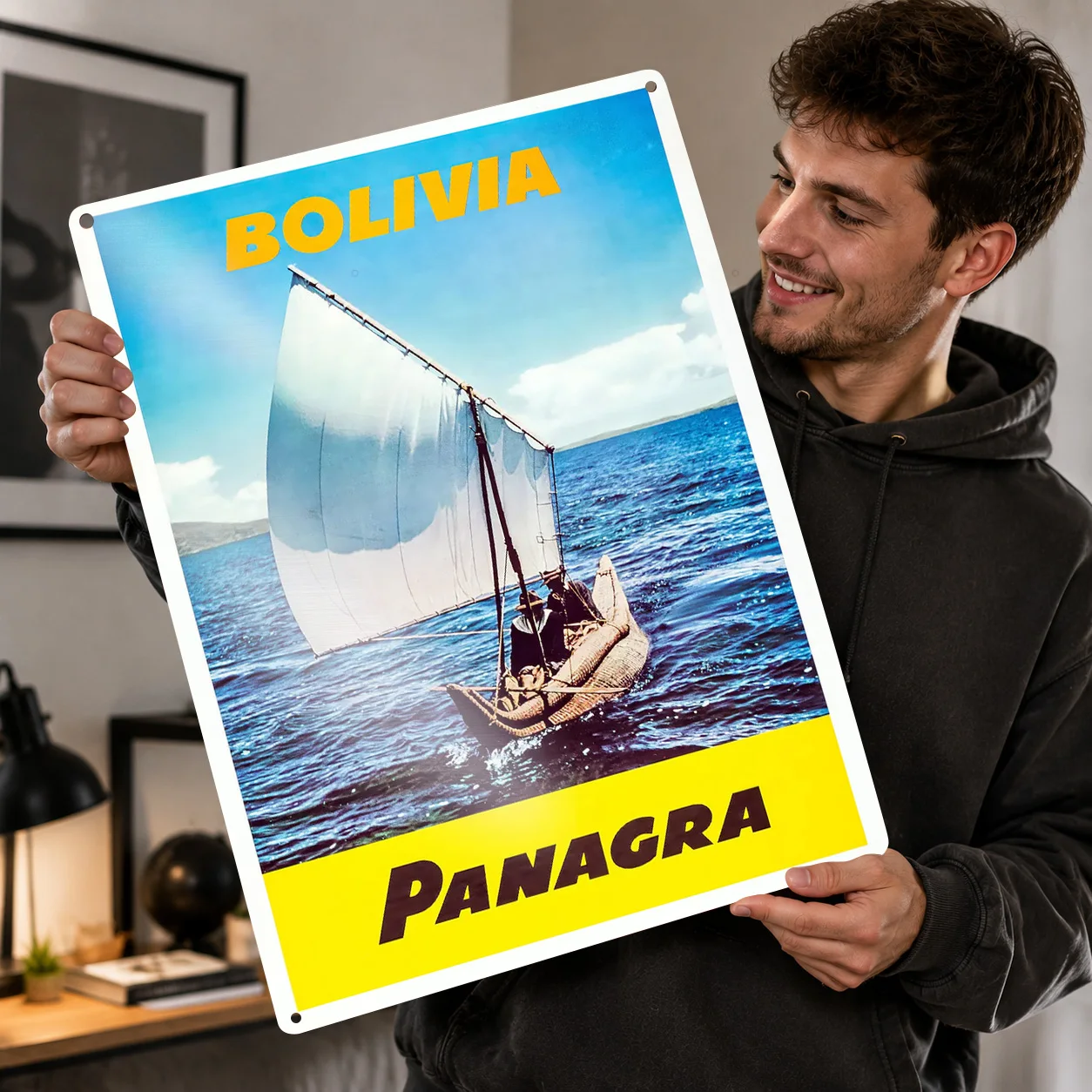 Bolivia Panagra Travel 3D Printed Texture Poster Personalized Wall Art Retro Metal Tin Signs for Decor Room Decoration Items