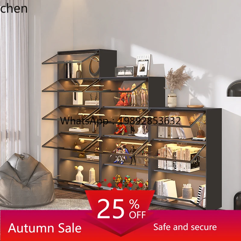 

minimalist glass door paint bookcase free combination storage figure display cabinet