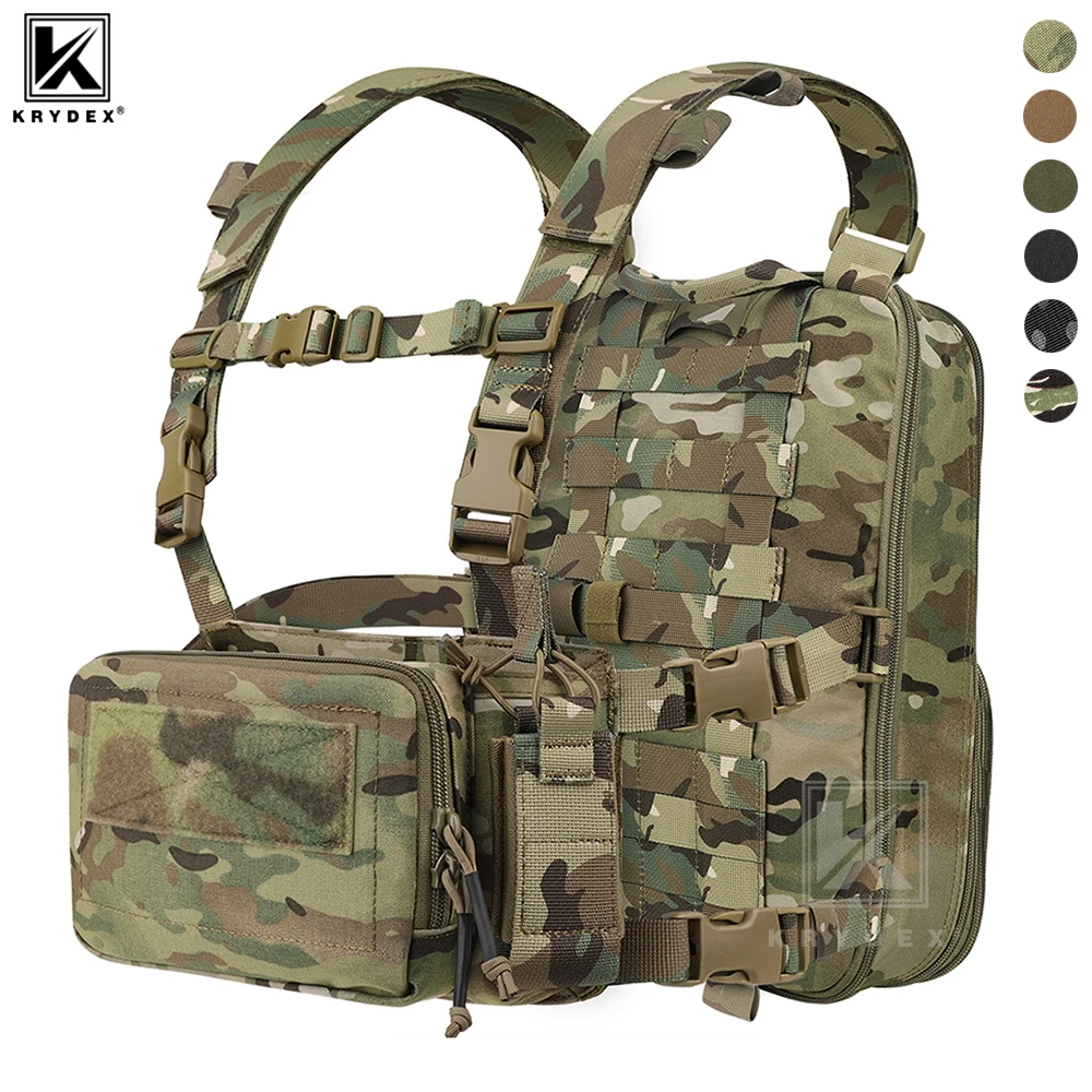 KRYDEX Expandable Flatpack D3 Backpack with Tactical D3CR Chest Rig Rifle AK M4 Magazine Pouch Hiking Hunting Bag Vest