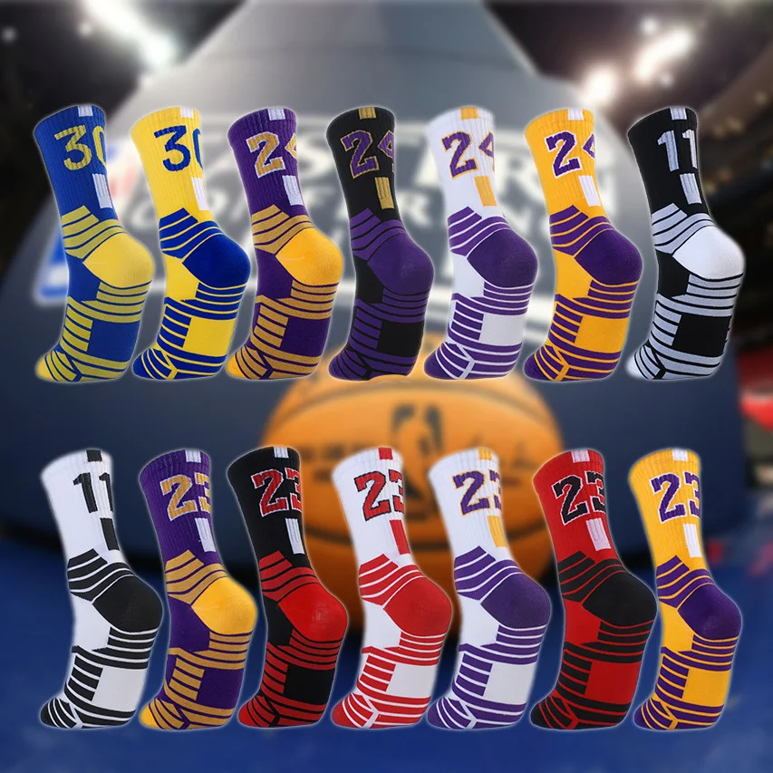 Calcetines deportivos profesionales de superestrella para baloncesto, medias con fondo de toalla, calcetines gruesos de élite para correr y ciclismo, gran oferta