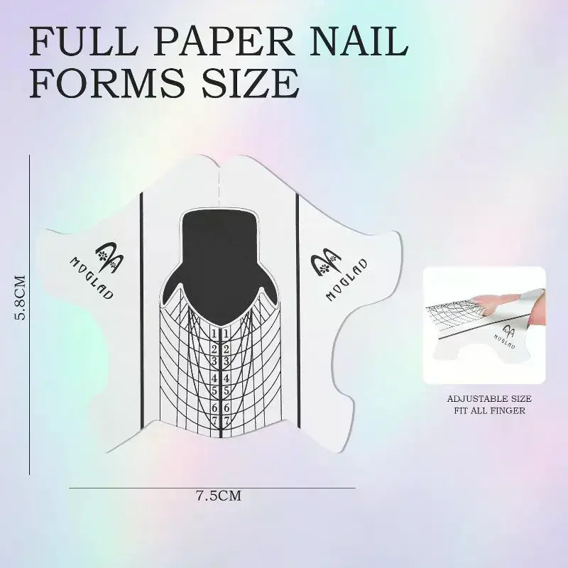 100/300Pcs Nail Paper Extension Stencil Forms Stickers Holder For Gel Acrylic Tips Builder Nail Form Tip False Nails Art Tool