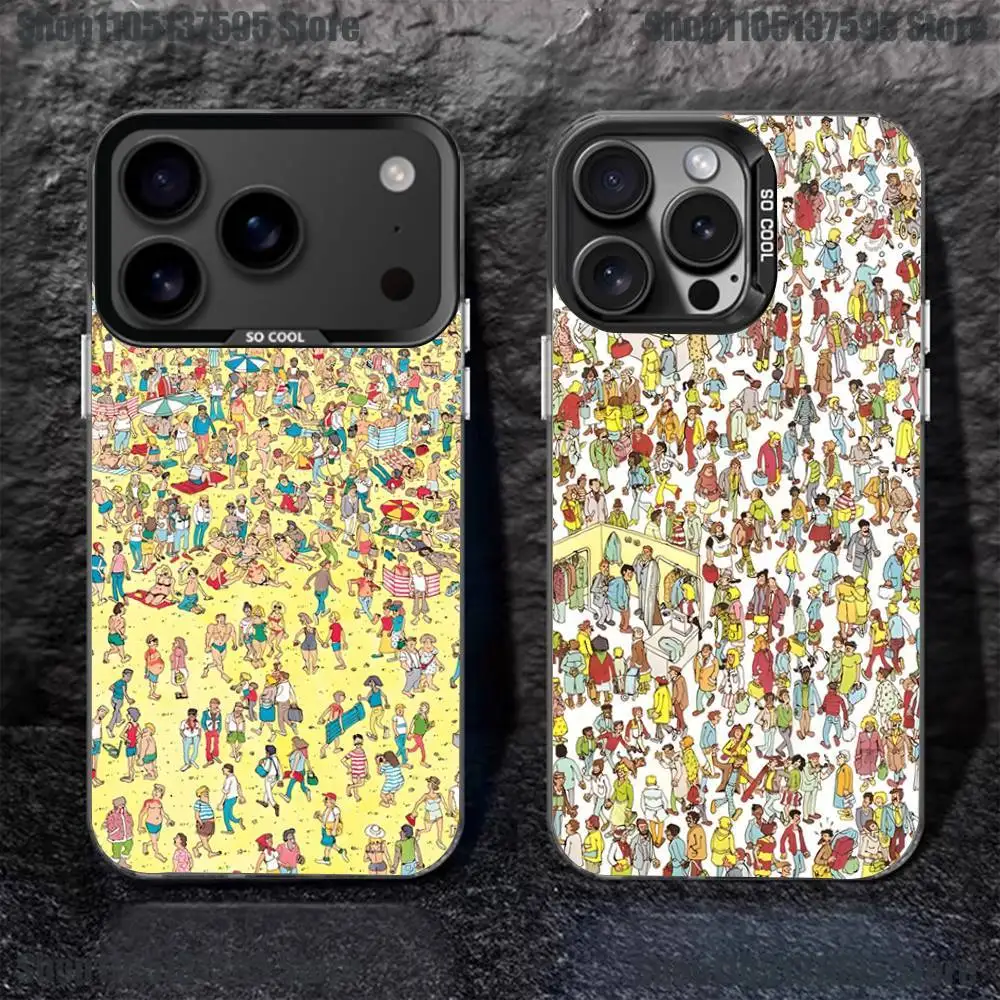 

Game Wheres W-WallyS Waldo Book Phone Case For iPhone 16,15,14,13,12,11,Pro,XS,Max,Plus,Mini,SE4,E Black Matte Shockproof Cover