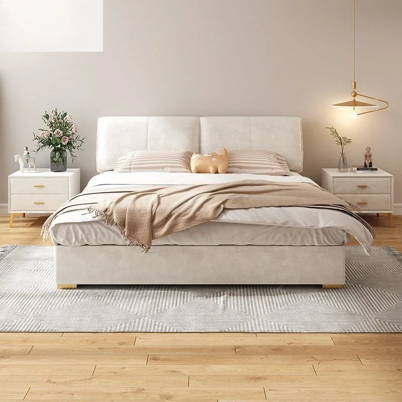 New light luxury elephant ear technology cloth bed modern simple cream style