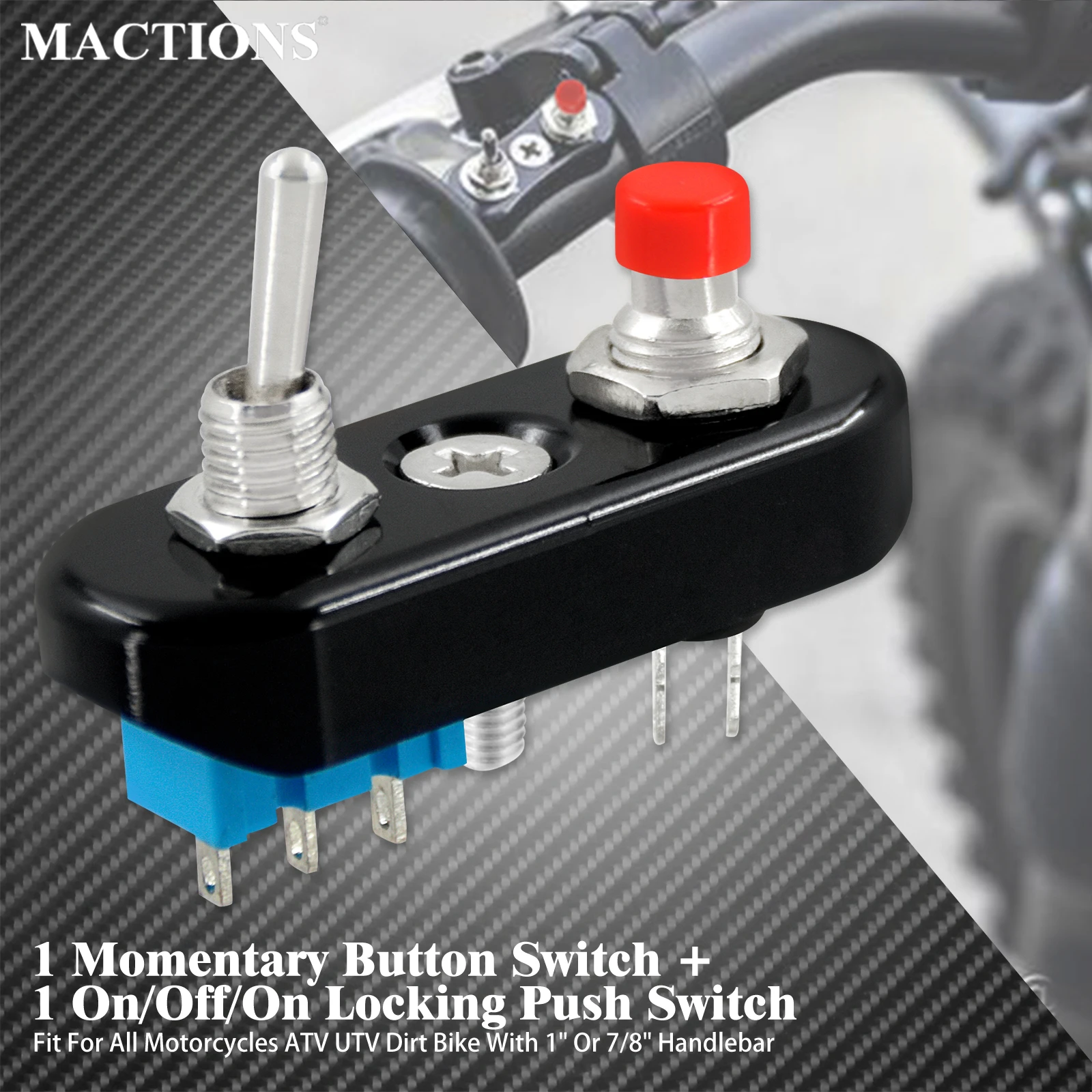 

Motorcycle Handbar Control Button Switch 1" 7/8'' ON/OFF/ON Locking Push Switch Block Universal For Harley For BMW Horn Button