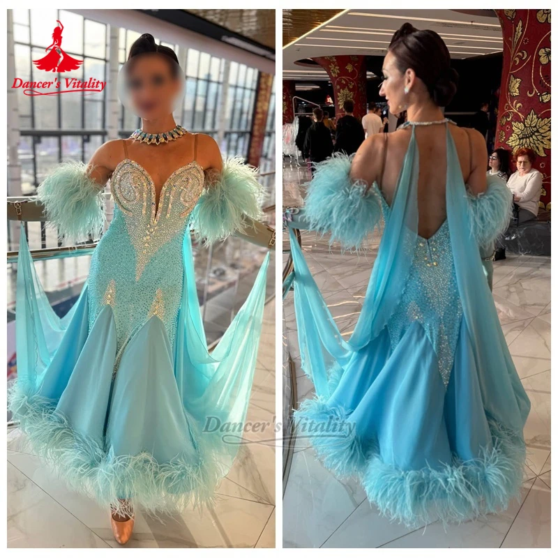 

Женские бальные танцы, страусиные перья, нижний подол, элегантные большие свободные платья, индивидуальный наряд для взрослых, вальс, фокстрот, жизненность танцора