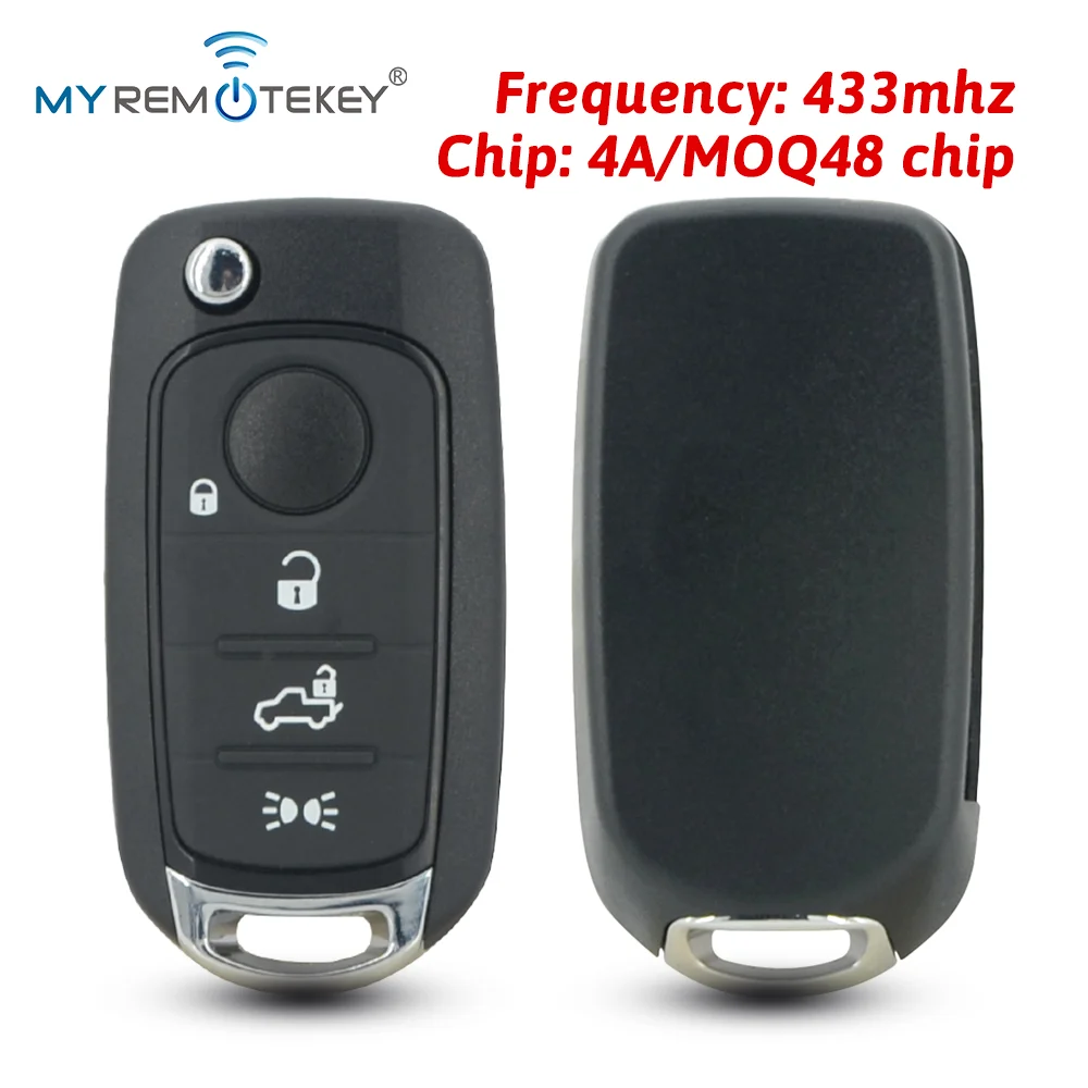 

REMTEKEY Flip remote key 4 button 433mhz 4A/MOQ48 chip SIP22 blade for Fiat 500 500X 500L