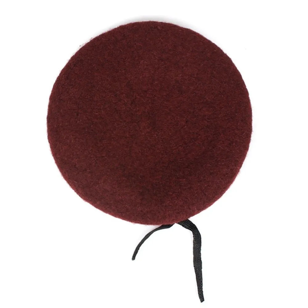 Unisex Solid Color Warm Beret Breathable Thermal Flat Caps Cozy Woolen Cloth Hip Hop Cap