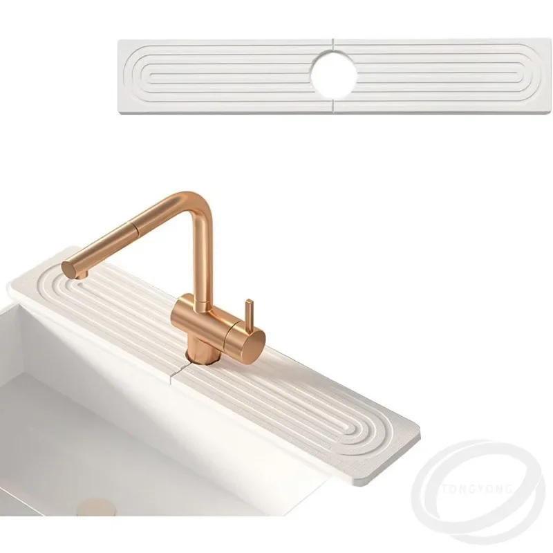 Коврик для кухонной раковины из диатомовой грязи, быстросохнущий водопоглощающий жесткий коврик для смесителя, раковина для ванной комнаты, защита от брызг для мытья рук