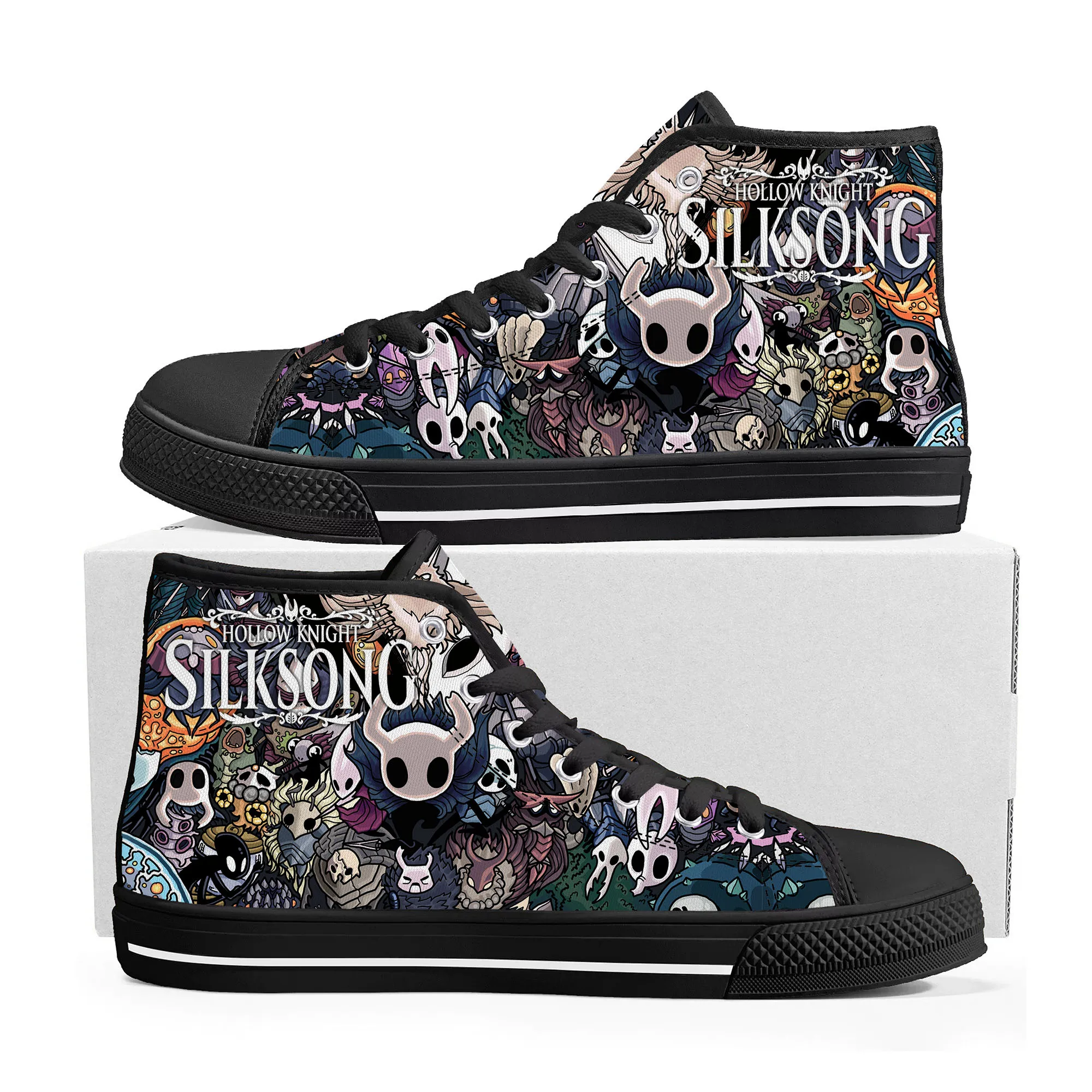 Cartoon Game Ghost Hollow Knight High Top Sneakers Mens Womens Teenager High Quality Canvas Sneaker Custom Built Couple Shoes