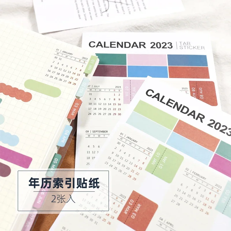 2024 2025 Calendar Index Sticker Notebook Label Sticker Color Multi-functional Classification Sticker Office Stationery Supplies