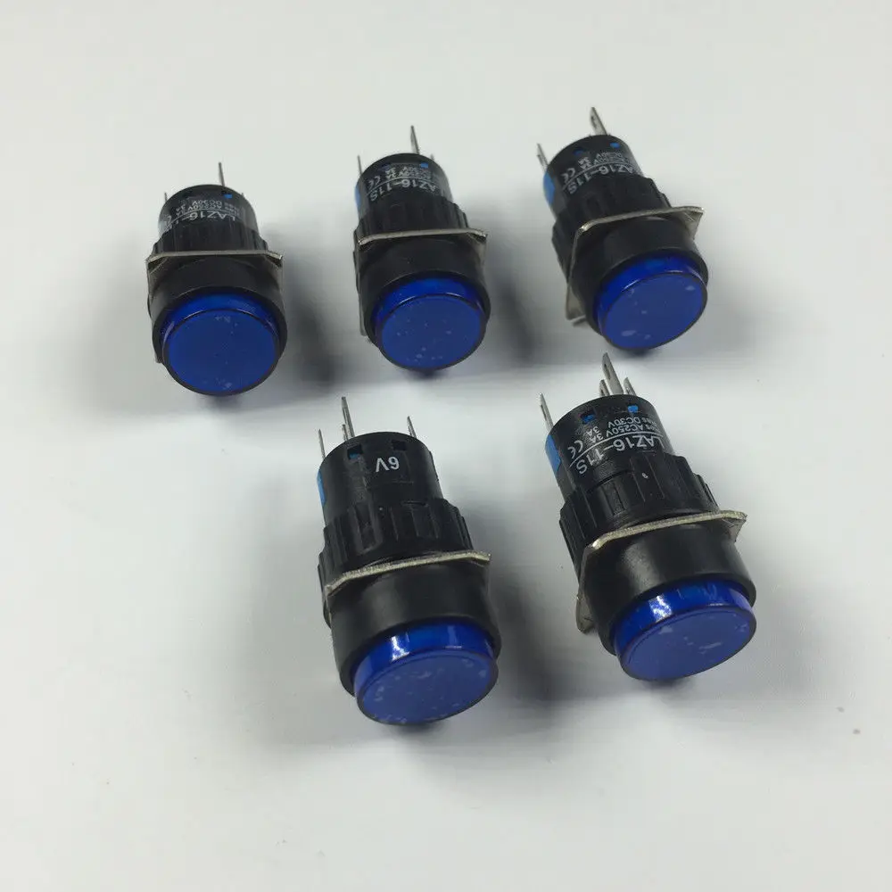 5pcs Self-locking 5 Pins Indicator Light Lamp Round Type 6V 12V 24V 220V