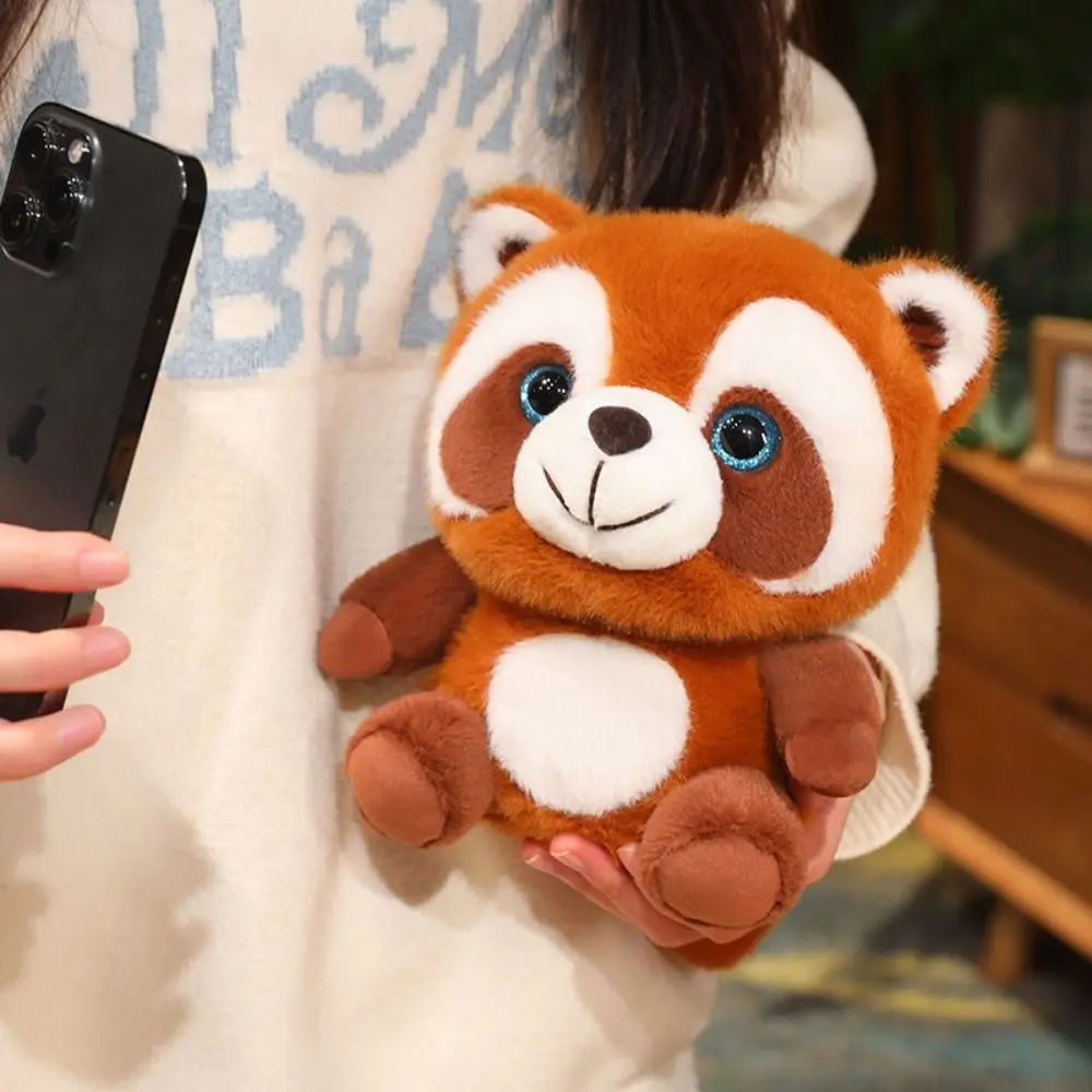 Red Panda Raccoon Plush Doll Sitting Posture Simulation Green Eyes Raccoon Plush Toy 20cm Kawaii Christmas Birthday