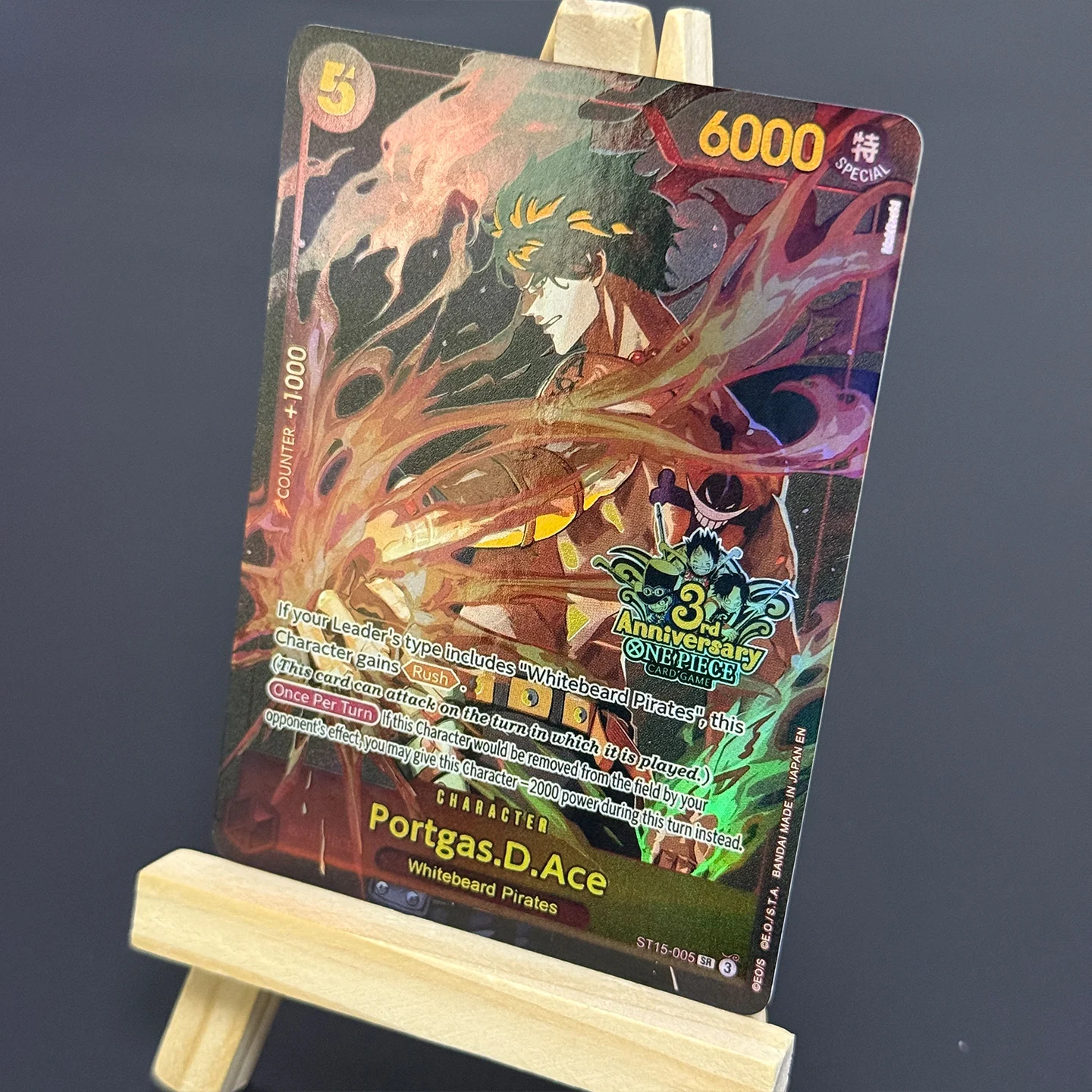 One Piece TCG OPCG English Portgas.D.Ace SR Collection Card Promotional Card 3rd Anniversary Set ST15-005 Foil Card One Piece TC - view 3